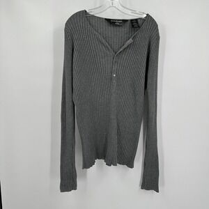 Norma Kamali Womens Minimalist Rib Knit Top Size XL Modern Lounge Stretchy